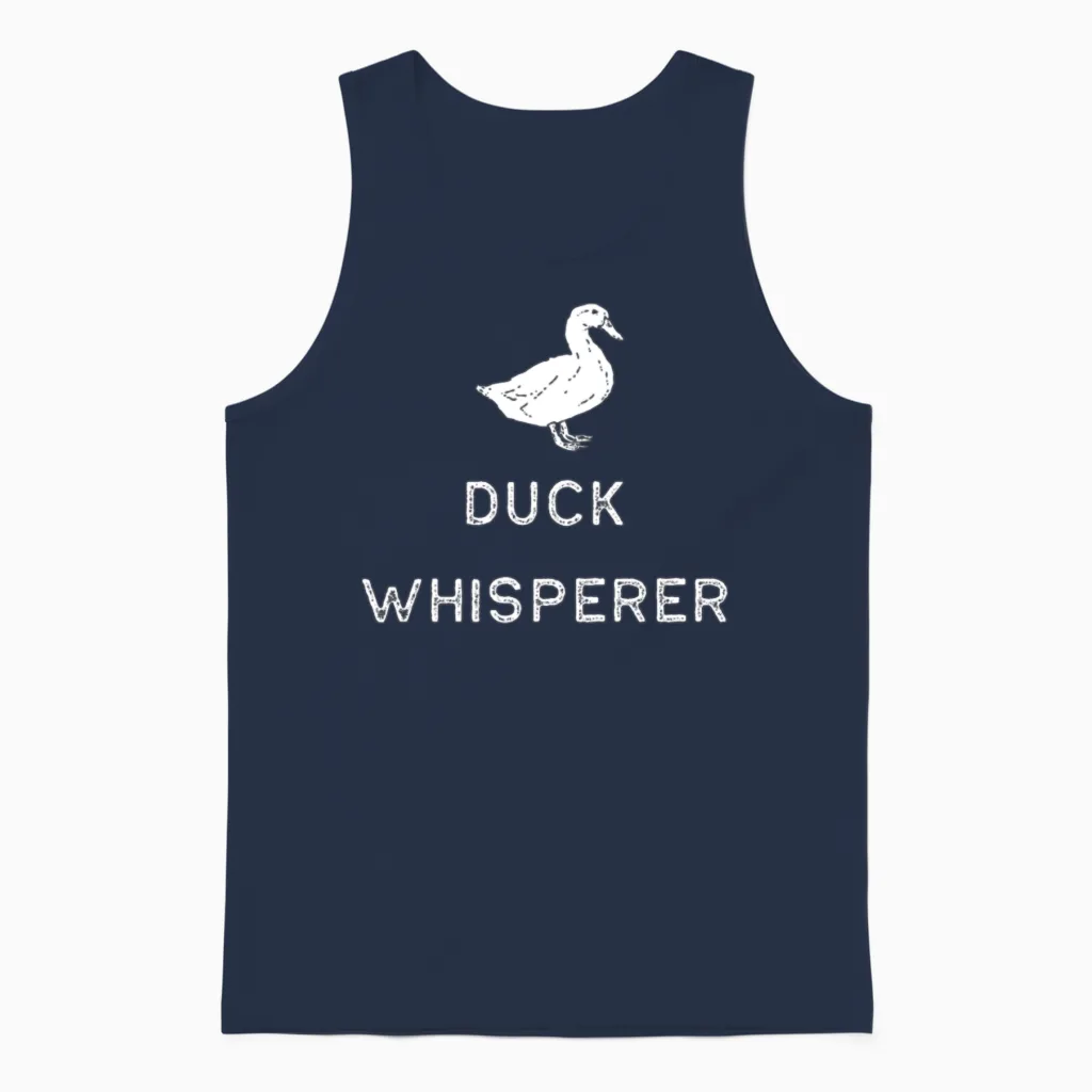 Farming Shirt Duck Whisperer White Cute Gift Farm Country Usa Unisex Tank Top in Navy