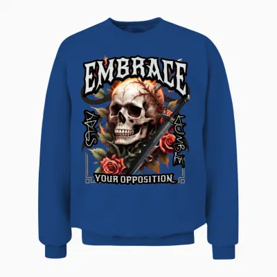 'embrace Your Opposition, Stay Humble' Skull Rose Unisex Sweatshirt - Royal