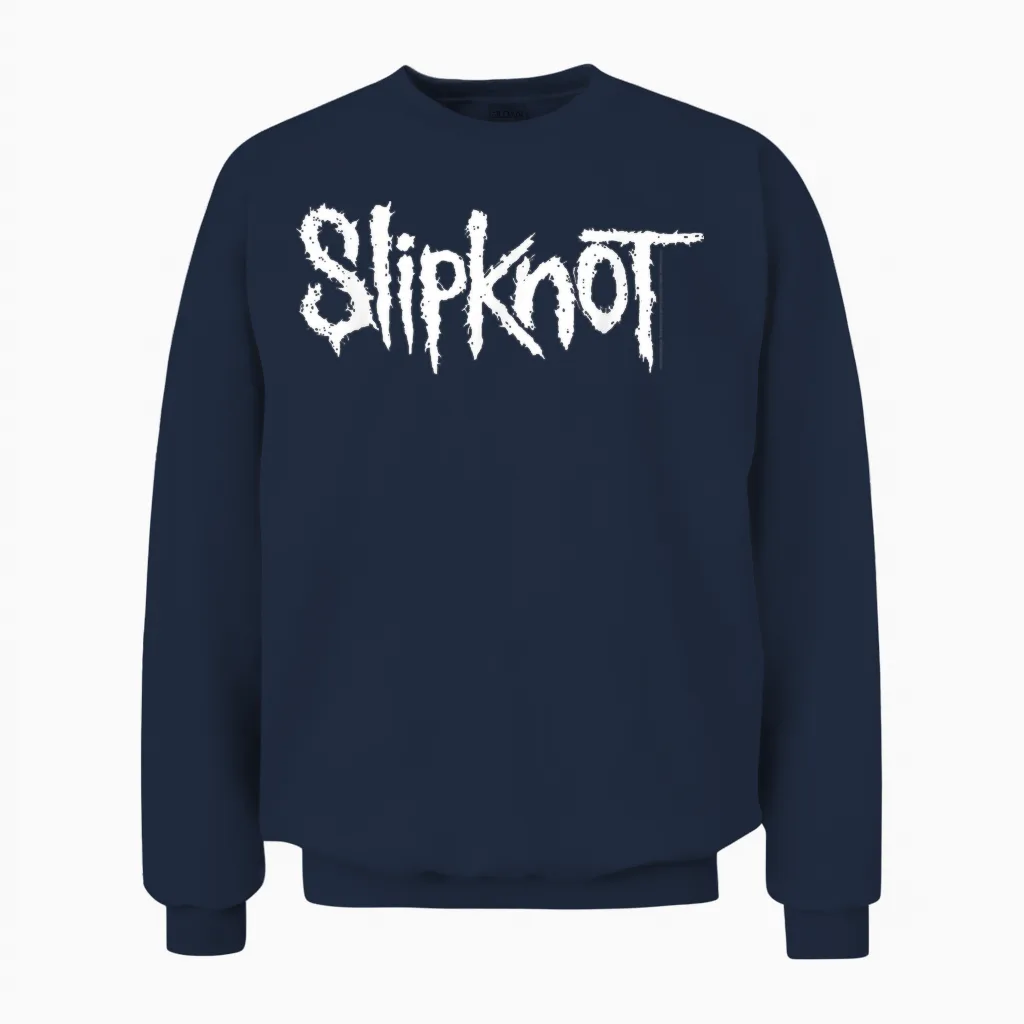 Slipknot Offizielles Logo T-Shirt - Herren, Unisex Kinder - Schwarz - Kurzarm - S - Klassische Passform - Einfarbig - Musik - Band-Fans, Klassisch, Unisex Unisex Sweatshirt in Navy