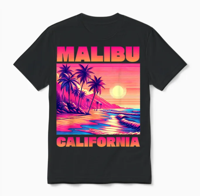Malibu T-Shirt, Black, S Unisex T-Shirt in Black