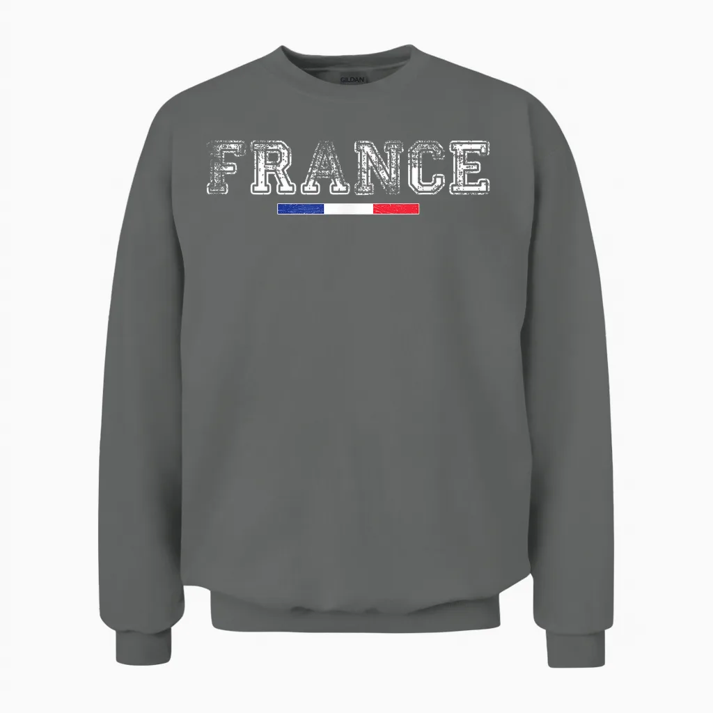 France Flag French Unisex Sweatshirt in Graphite Heather