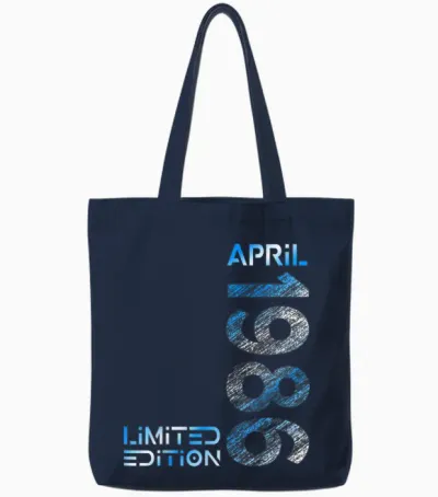 Limited Edition April 1986 Mann Frau 40. Geburtstag Tote Bags - Navy