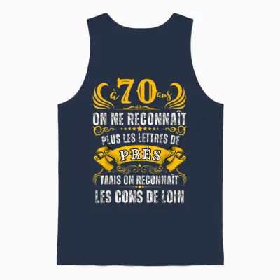 Birthday 70 Years Men Joke 70 Years Gift Vintage T-Shirt, Black, S Unisex Tank Top - Navy
