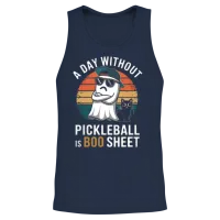 Pickleball Ghost with Cool Shades and Retro Style Unisex Tank Top - Navy – 2