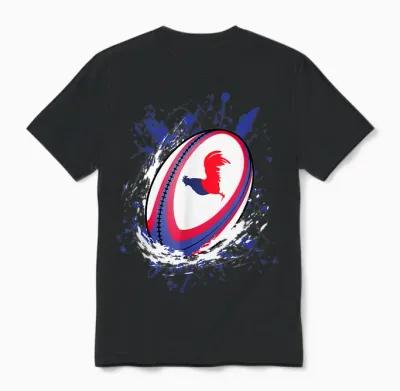 Rugby Shirt Player Child Man Flag Rooster Men Women Unisex T-Shirt - Black