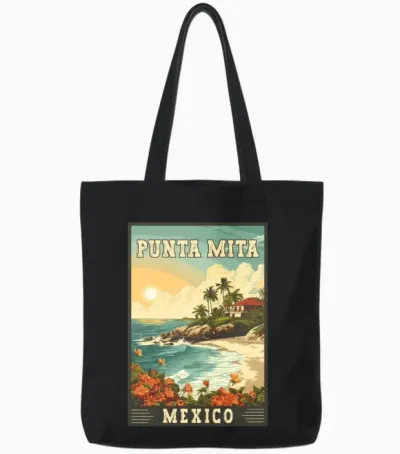 Discover Punta Mita in Mexico - Tropical Paradise Tote Bags - Black