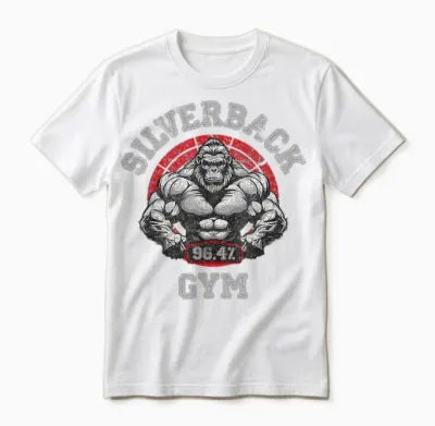 96.4% Silverback Gorilla, Gym Wear, Bodybuilding, Strong T-Shirt, Black, S Unisex T-Shirt - White