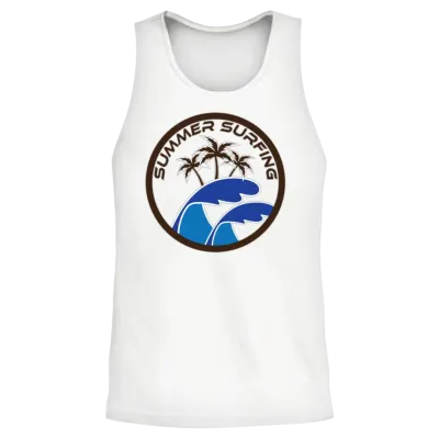 Fresh Hawaiian Style Tshirt Design Summer Surfing Unisex Tank Top - White