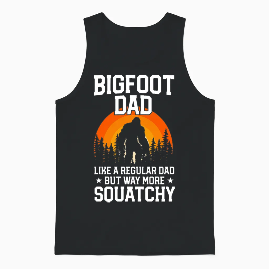 Bigfoot Dad Retro Papa Squatch Vintage Sasquatch Unisex Tank Top in Black