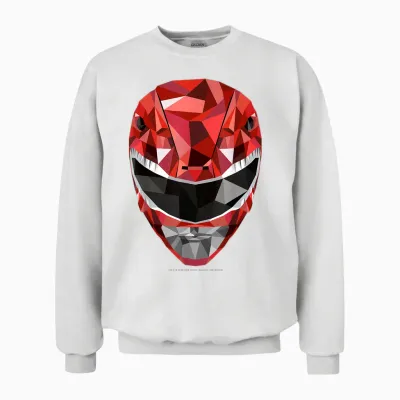 Power Rangers Red Ranger Polygon Helmet Unisex Sweatshirt - White