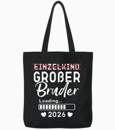 Children's Single Child Big Brother 2026 Ich Werde Großer Bruder 2026 T-Shirt, Black Tote Bags - Black