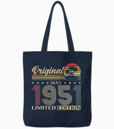 75 Ans Anniversaire Homme Cadeau Mai 1951 Vintage Tote Bags - Navy