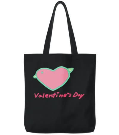 Bird Valentine Tote Bags - Black