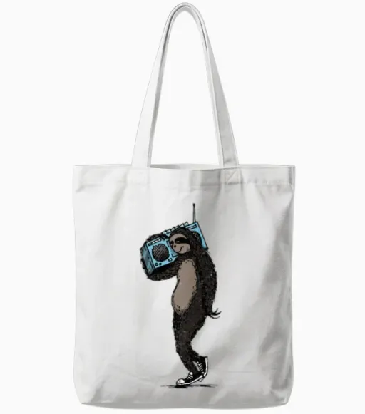 Retro Funky Sloth Tote Bags in White