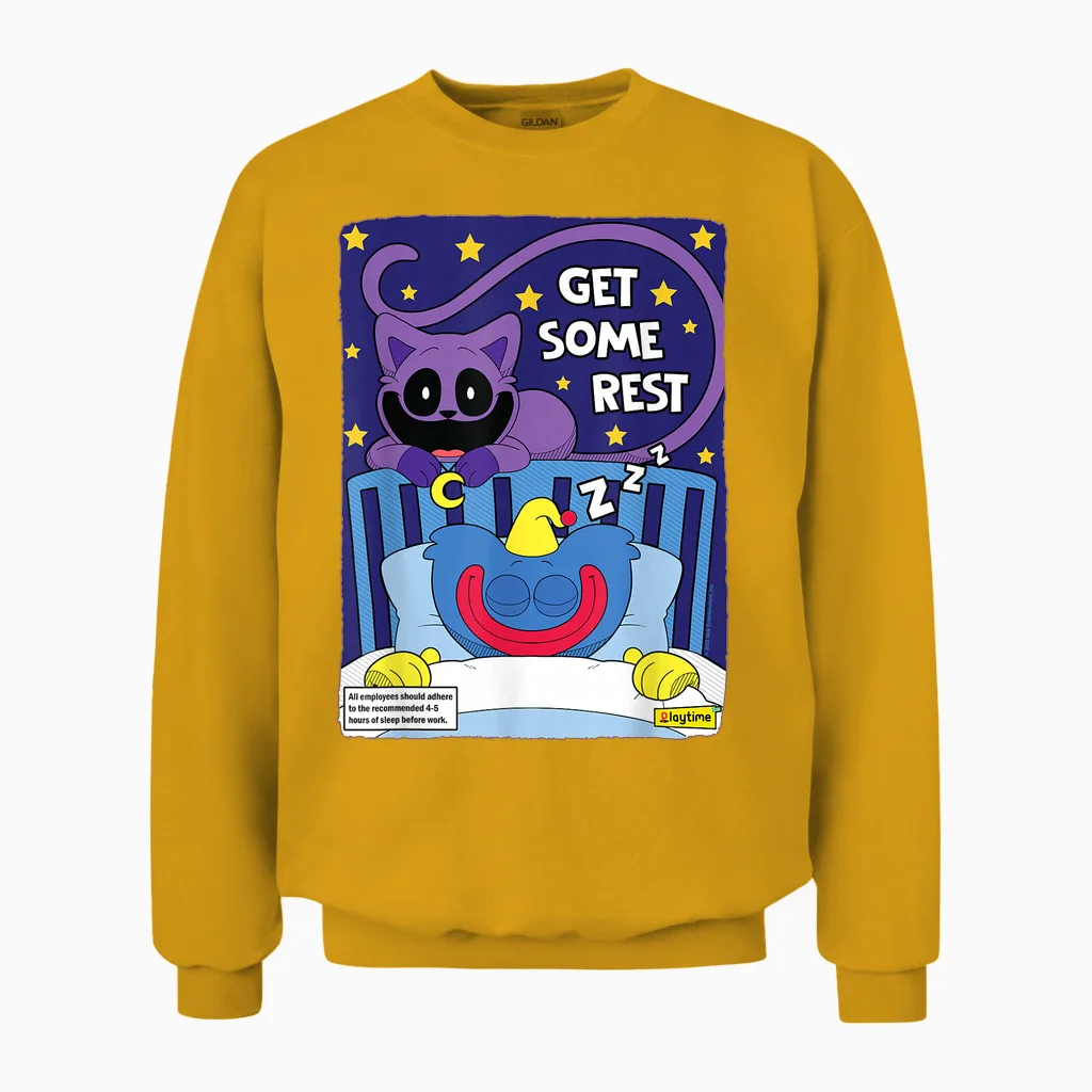 Poppy Playtime Catnap & Huggy Wuggy Gönnen Sich Etwas Ruhe Unisex Sweatshirt in Gold