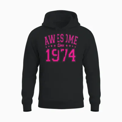 Awesome Since 1974 Birthday 1974 Vintage 1974 Unisex Hoodie - Black