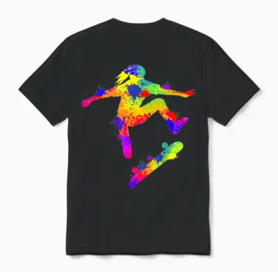 Skater Girl Skateboard Skateboarder Mädchen Unisex T-Shirt - Black