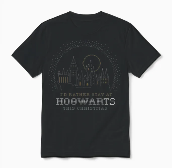 Harry Potter Hogwarts at Christmas Unisex T-Shirt in Black
