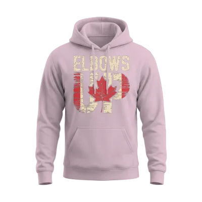 Elbows Up Canada Maple Leaf Unisex Hoodie - Light Pink