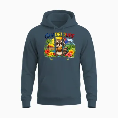 T-Shirt Guadeloupe Drapeau Carte Graphique Fille Unisex Hoodie - Dark Heather