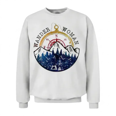 Wander Woman Compass Hiking Unisex Sweatshirt - White