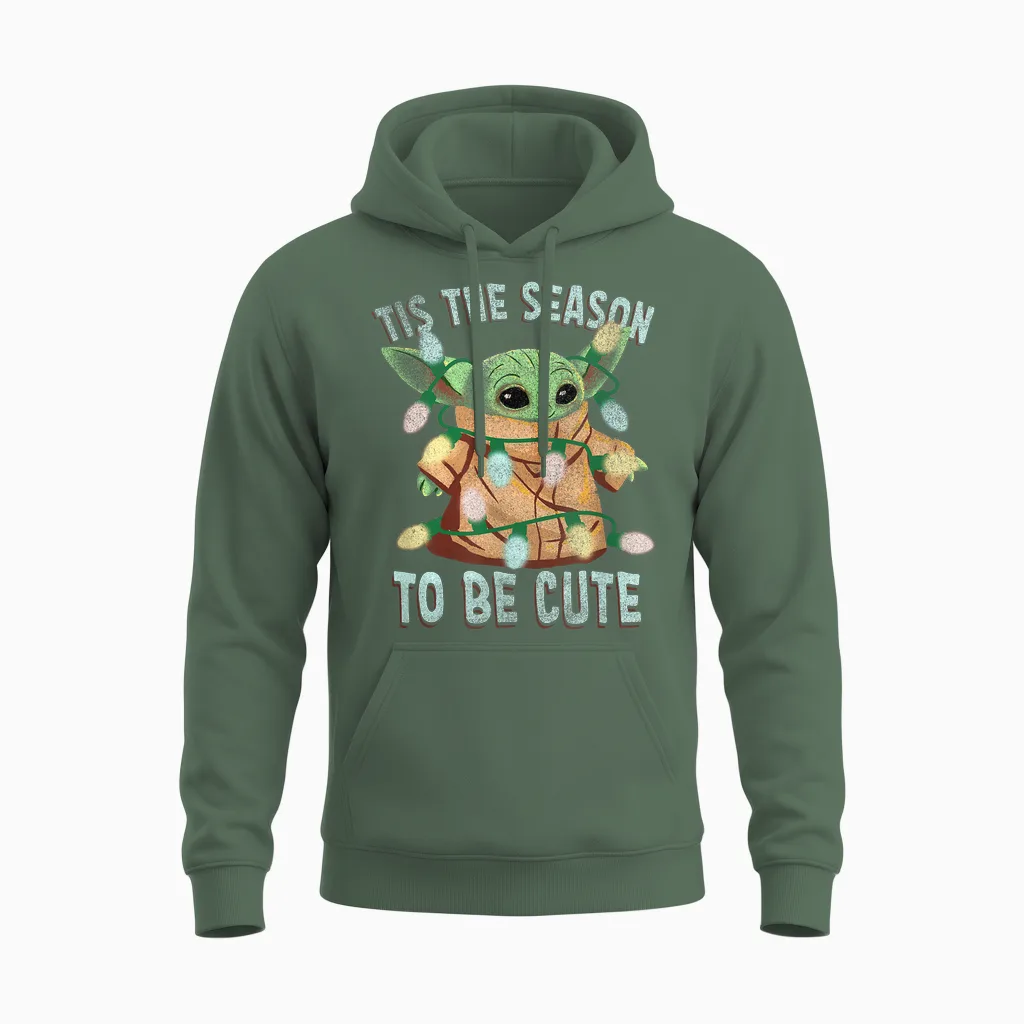 Star Wars: the Mandalorian Christmas Grogu Tis the Season Unisex Hoodie in Military Green