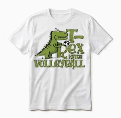 T Rex Hates Volleyball Unisex T-Shirt - White