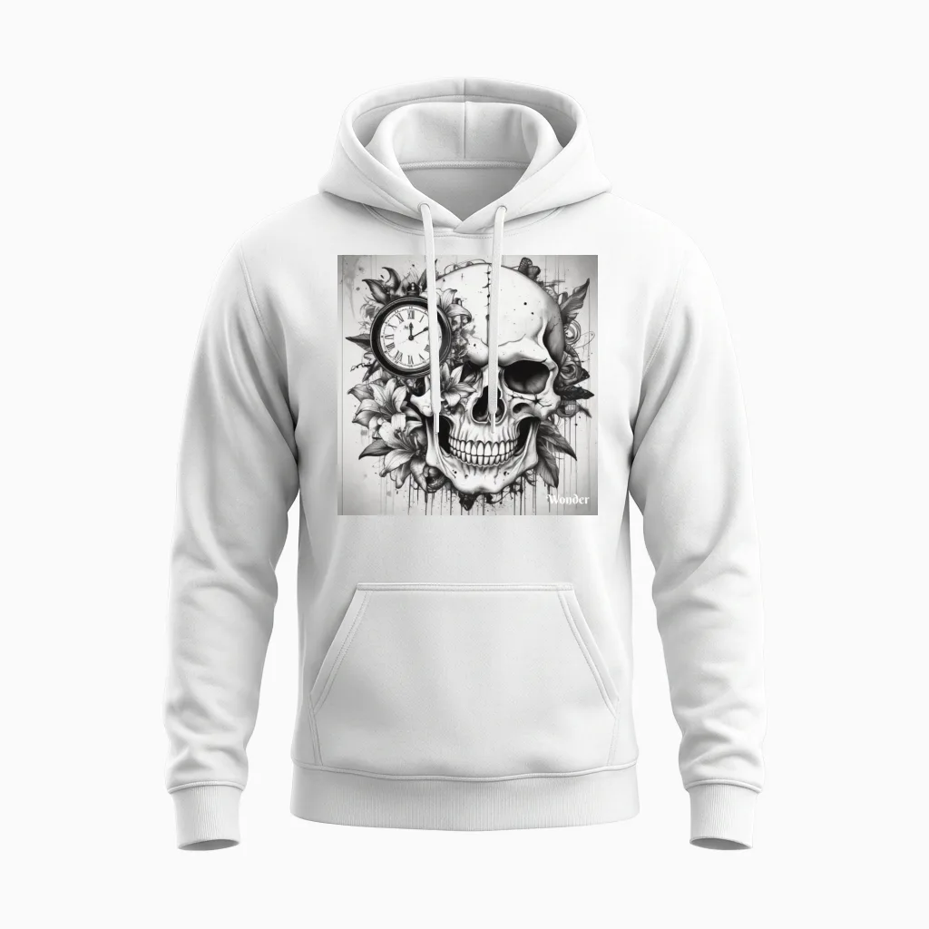 Skull Custom Halloween Gift Unisex Hoodie in White