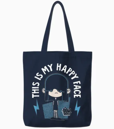 The Loud House This Is My Happy Face Lucy Loud Shot Tote Bags - Navy