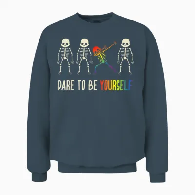 Dare to Be Yourself Shirt | Cute Lgbt Pride T-Shirt Gift Unisex Sweatshirt - Dark Heather