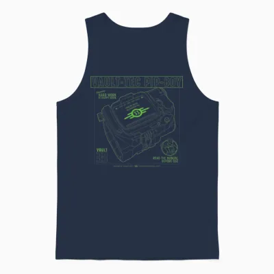 Fallout - Vault-Tec Pip-Boy T-Shirt, Black Unisex Tank Top - Navy