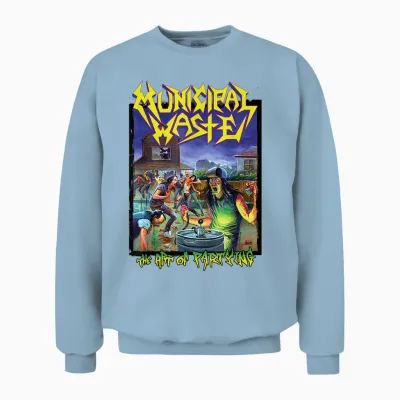 Municipal Waste the Art of Party T-Shirt, Black, S Unisex Sweatshirt - Light Blue