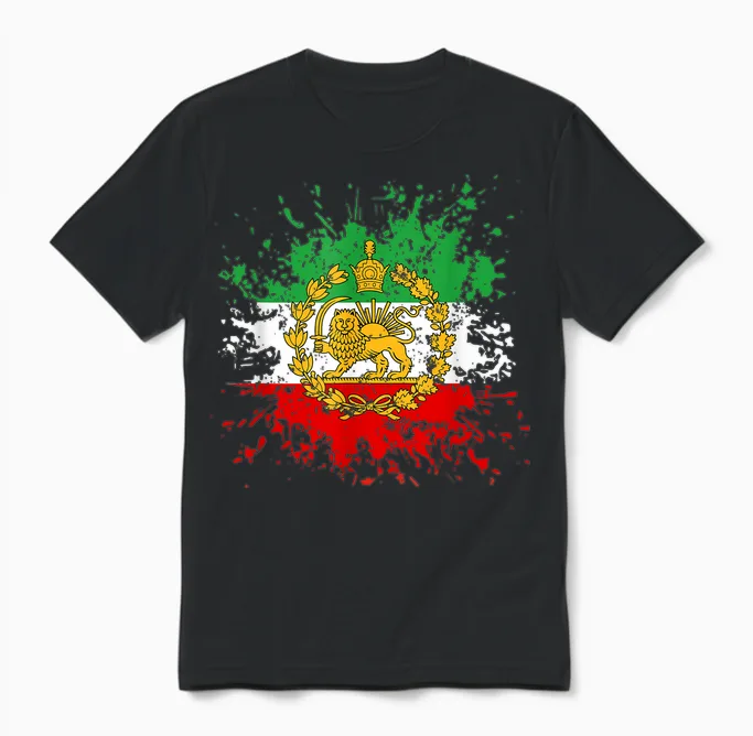 Iran Lion Sun Flag Iran Persian Shir O Khorshid Unisex T-Shirt in Black