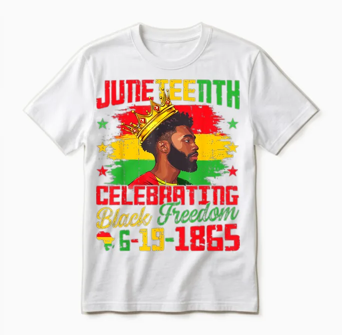 Juneteenth Shirts Men Celebrating Black Freedom Black King Unisex T-Shirt in White
