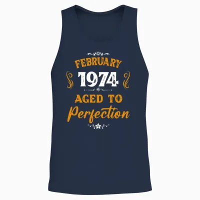 February 1974 Vintage Birthday Present Unisex Tank Top - Navy