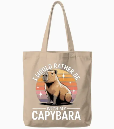 Funny Capybara Tote Bags - Natural