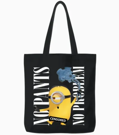 Minions Censored No Pants No Problem Tote Bags - Black