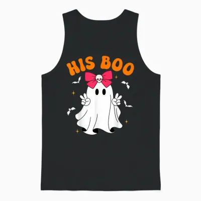 Her Boo & His Boo Funny Matching Halloween Couples Unisex Tank Top - Black