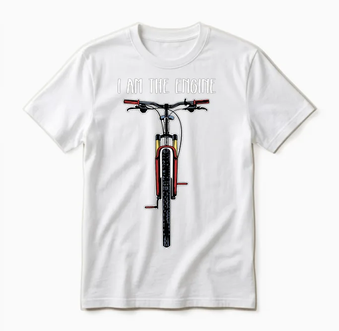Funny Bicycle I Am the Engine T-Shirt Small Unisex T-Shirt in White