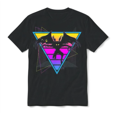 Mothman Cryptid Cryptozoology Retro Unisex T-Shirt - Black