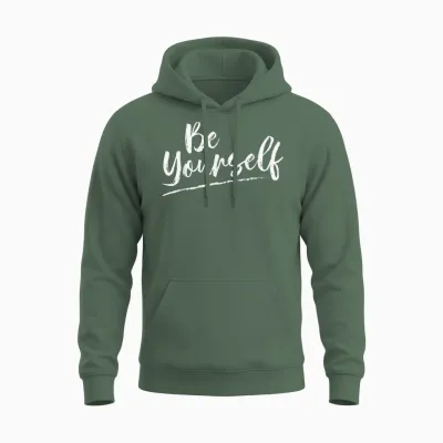 Be Yourself Message Unisex Hoodie - Military Green