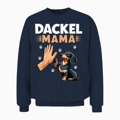 Dackel Mama Rauhaardackel Teckel Hund Lustiges Motiv Unisex Sweatshirt - Navy