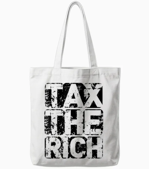 Tax the Rich - Aoc - Progressiver Punk Tote Bags in White