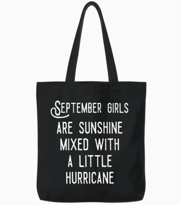 September Girls Are Sunshine Mixed Tote Bags in Black