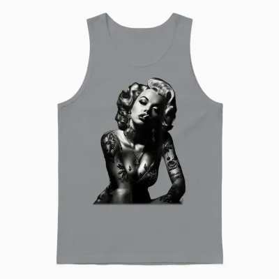 Tattoo Cigarette Sexy Girl T-Shirt, Black, S Unisex Tank Top - Sport Grey