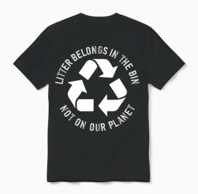 No Littering Anti Littering Earth Day Unisex T-Shirt - Black