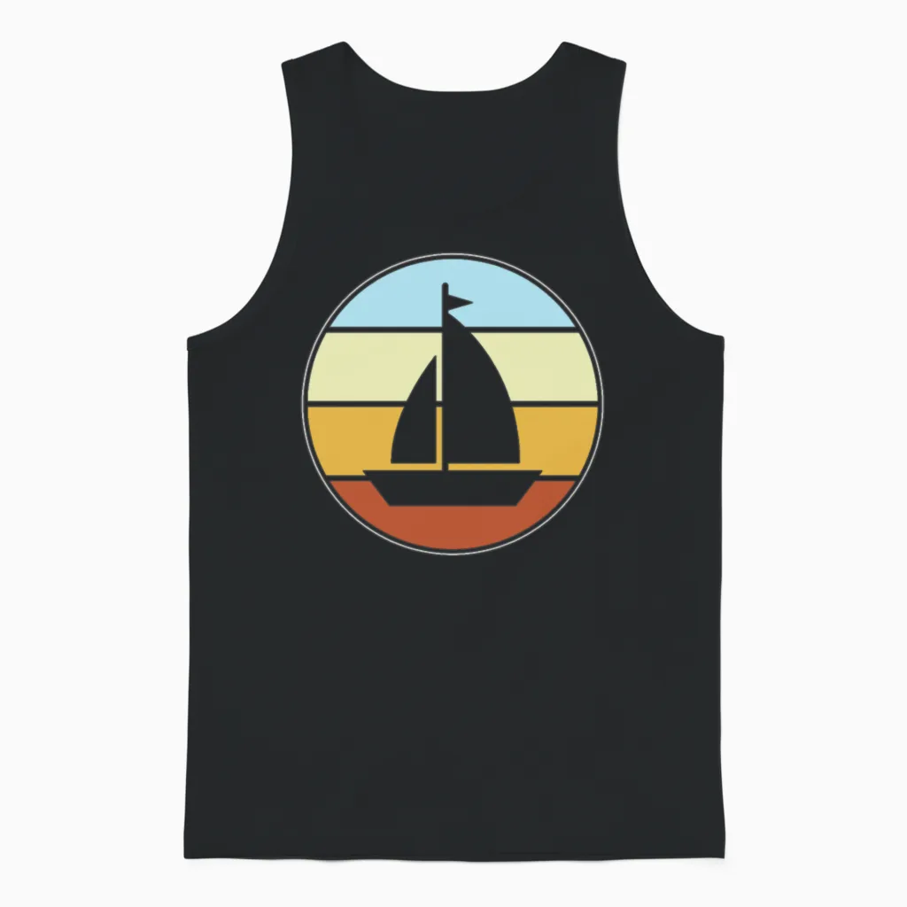 Sailing Retro Unisex Tank Top in Black