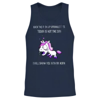 Back the Fuck Up Sprinkle Tits Today Is Not the Da Unisex Tank Top - Navy – 2