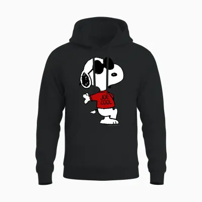 Peanuts Snoopy Joe Cool Old School Comic Geek Années 80 90 Rétro Manche Longue Unisex Hoodie - Black