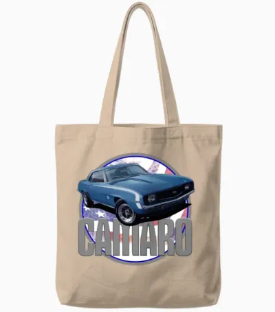 Bold Camaro in Blue Tote Bags - Natural